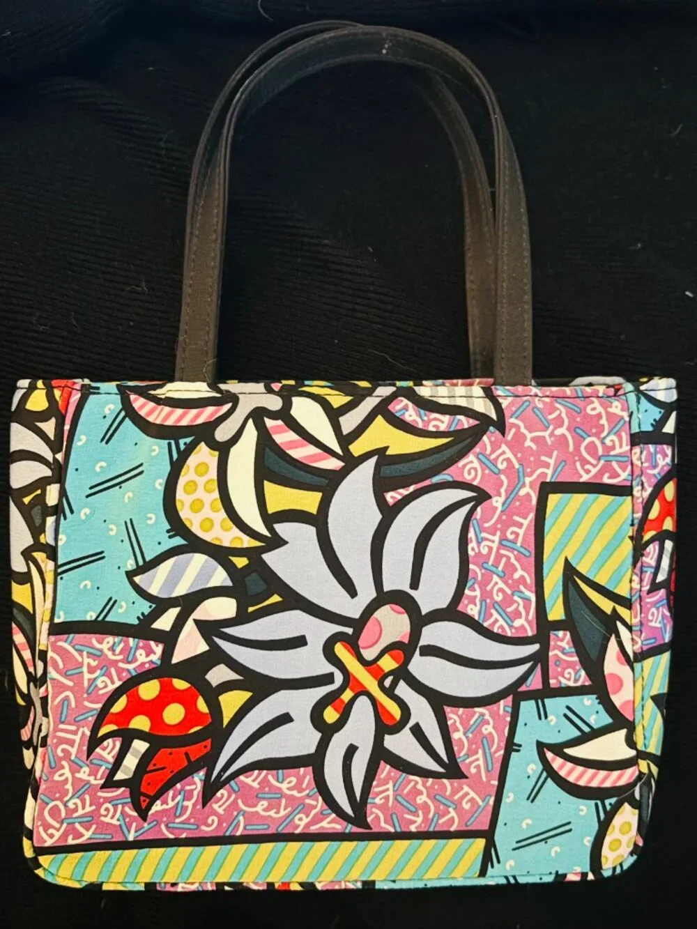Super RARE! Nicole Miller × Britto Collab Silk Pop Art Handbag (Circa 1999–2001) - Picture 1 of 16